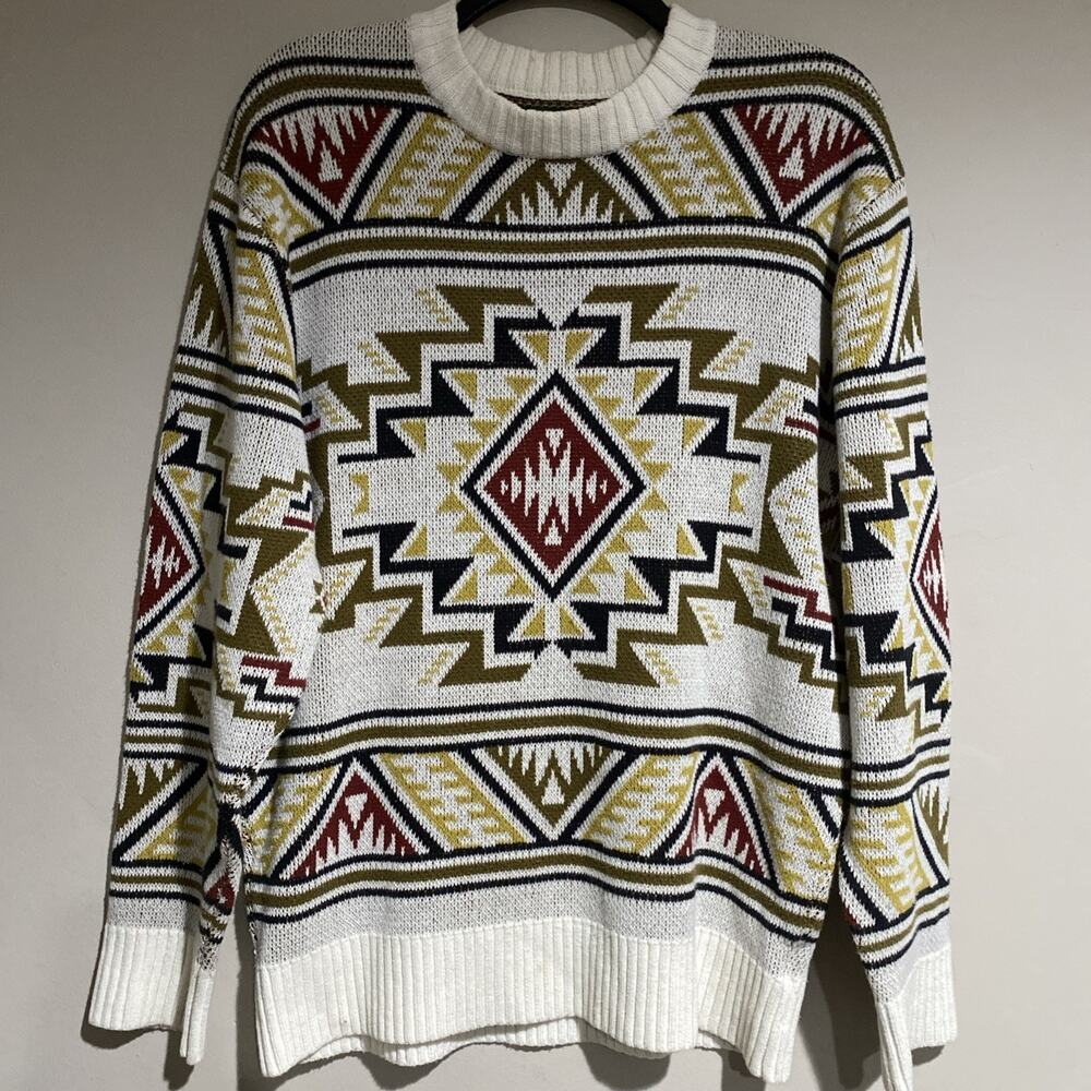 O’ Hanlon Mills Southwestern Aztec Acadamia Preppy Sweater Grandpa Retro Sz Sm